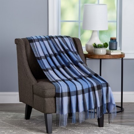 HASTINGS HOME Soft Throw Blanket, Oversized, Fluffy, Vintage-Look an Cashmere-Like Woven Acrylic (Night Shadow Plaid) 580617HZB